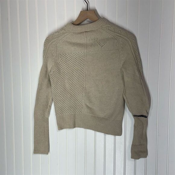 Zadig & Voltaire Cable Knit Sweater S Beige Blue Wool Cashmere Fisherman Chunky - Picture 7 of 12